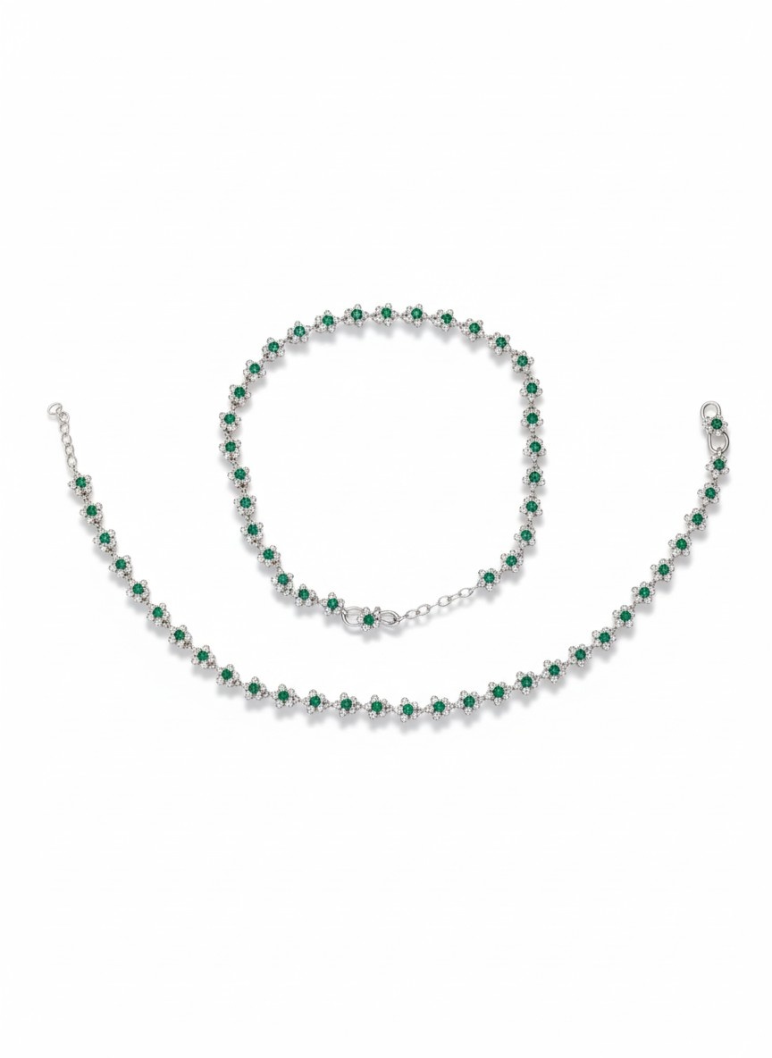 Emrald Flower Anklet