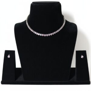Silver Choker Design Dimaond Nacklace Set
