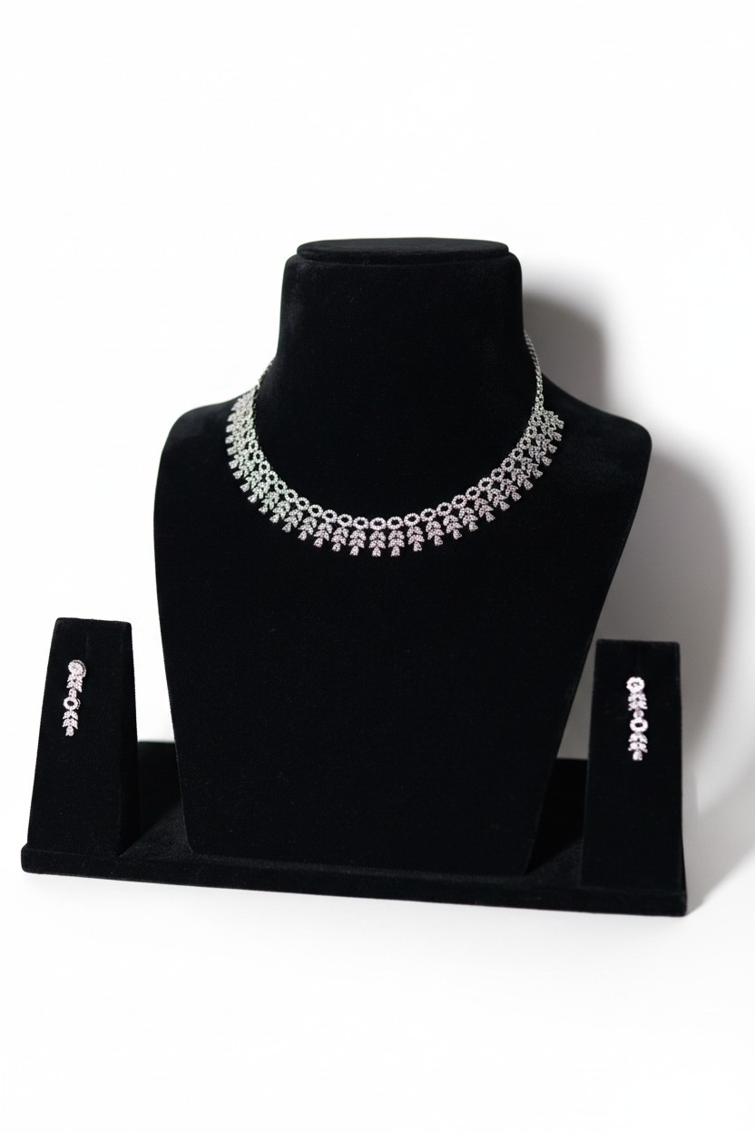 Silver Diamond Necklace set