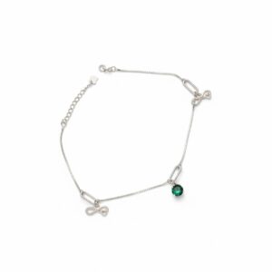 Sterling Silver Emerald Green Motif Anklet