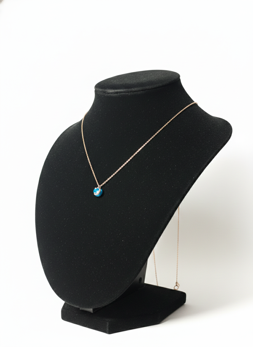 Rose gold Blue stone Necklace(1)