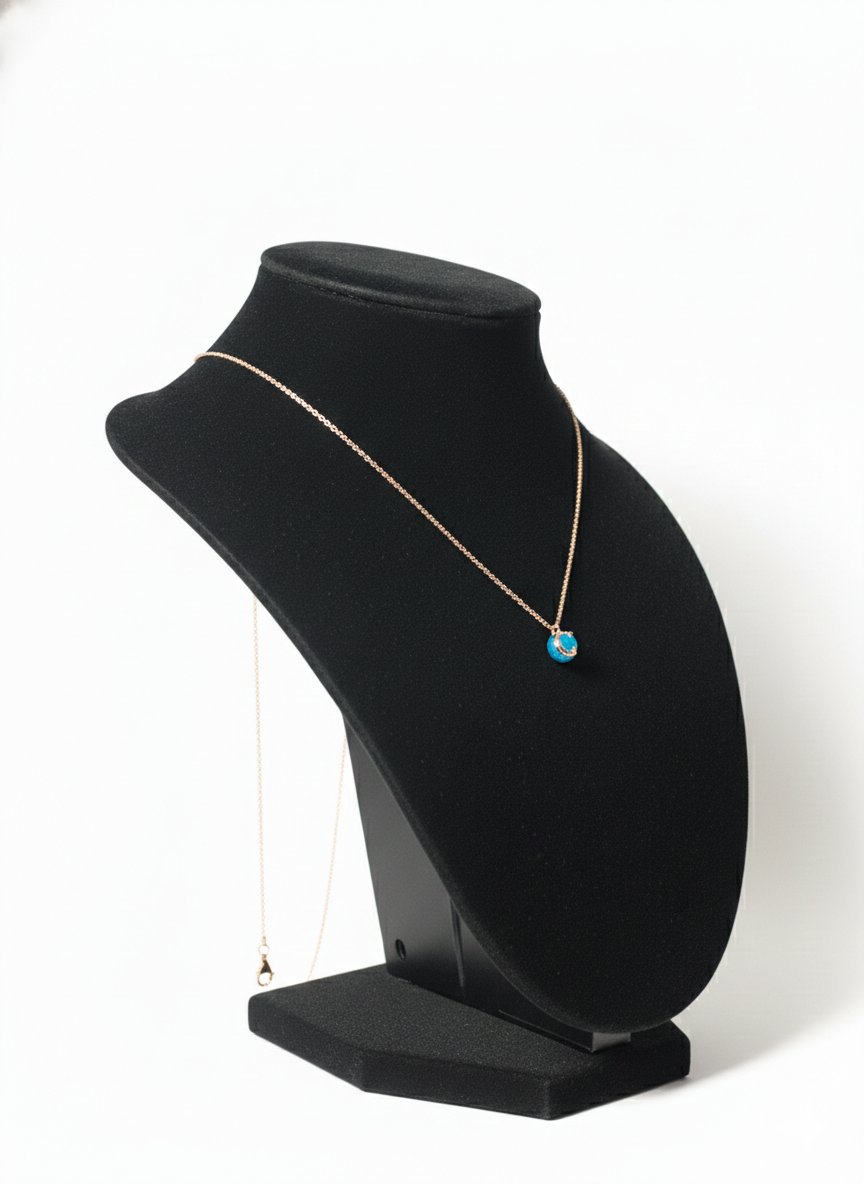 Rose gold Blue stone Necklace(2)