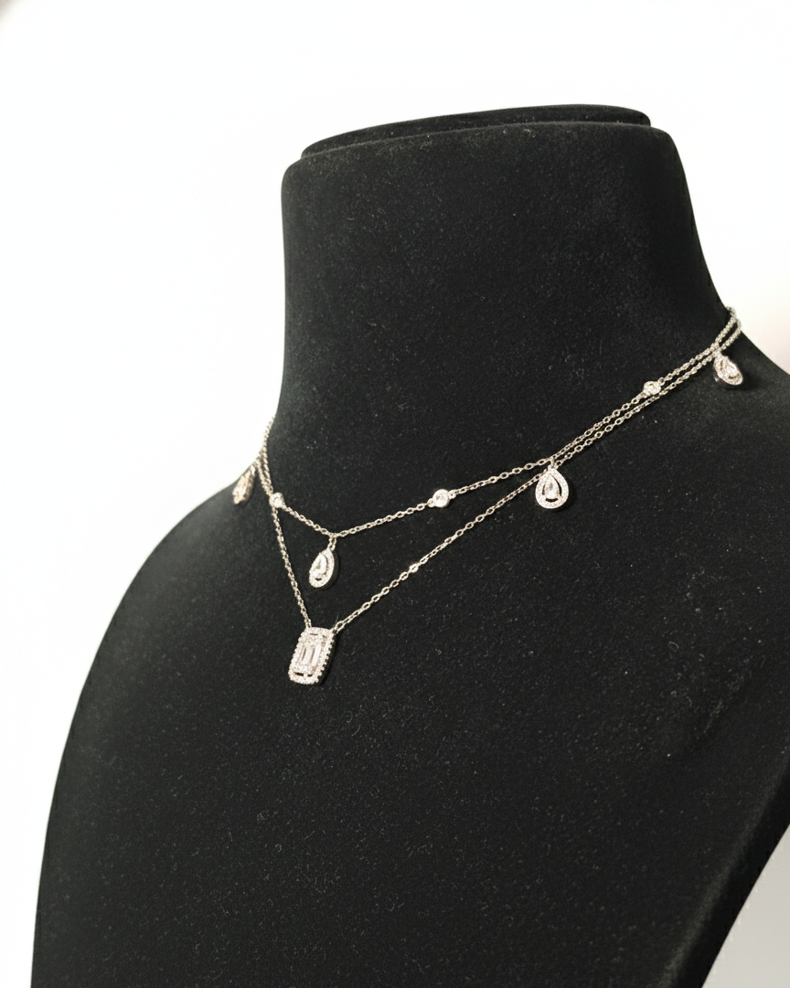 Silver Double Layer chain necklace(1)