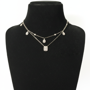 Silver Double Layer chain necklace