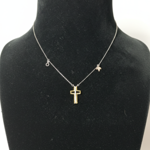 Silver & Gold Accent Cross Chain