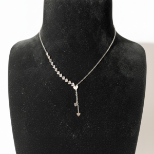 Silver Necklace with multiple Heart-shaped charms