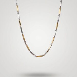 Elegant Two-Tone Bar Link Chain Necklace