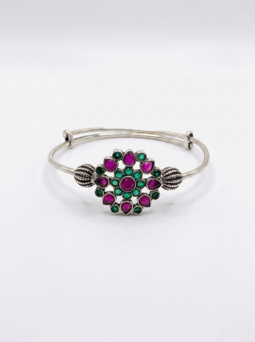 Traditional Floral Stone Kada Bracelet